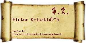 Hirter Krisztián névjegykártya